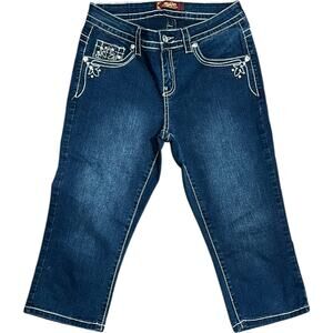 One 5 One Womens Size 6 Embellished Capri Jeans Medium Wash